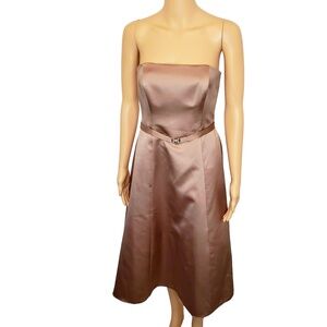 Michaelangelo Copper Strapless Satin Straight Neckline‎ Dress Size 6